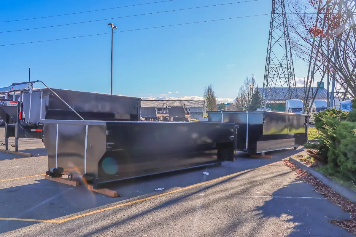Roll-off dumpster ready for waste disposal at job site for Demolition Dumpster Rental in West Mifflin